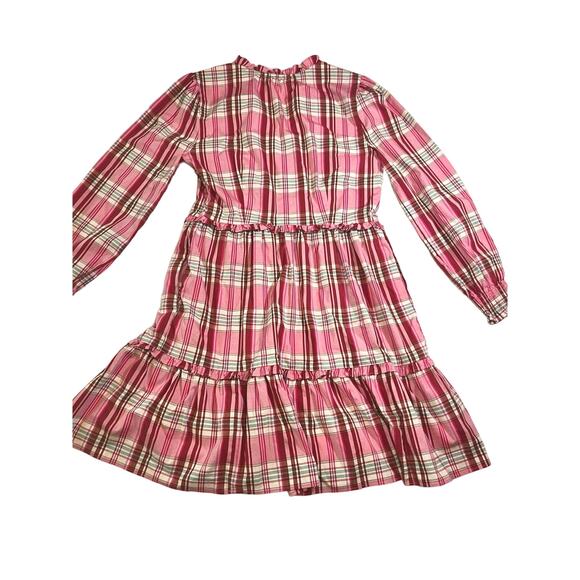 🌟3 for $35🌟 J.Crew Plaid Dress Pink Tiered Long Sleeve, Buttons Nursing Friendly - Picture 2 of 8